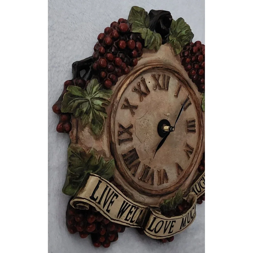 Live, Love, Laugh Grapes Wall Clock- Battery operated